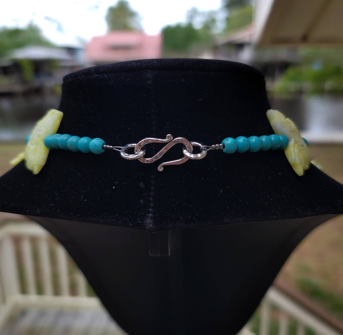 Lemon Jade butterfly, turquoise glass bead by Navajo artist