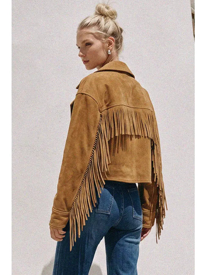 Faux Suede Fringe Jacket