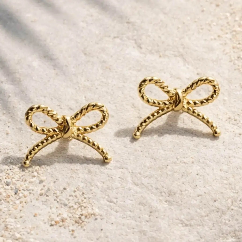 Gold Rope Bow Earrings