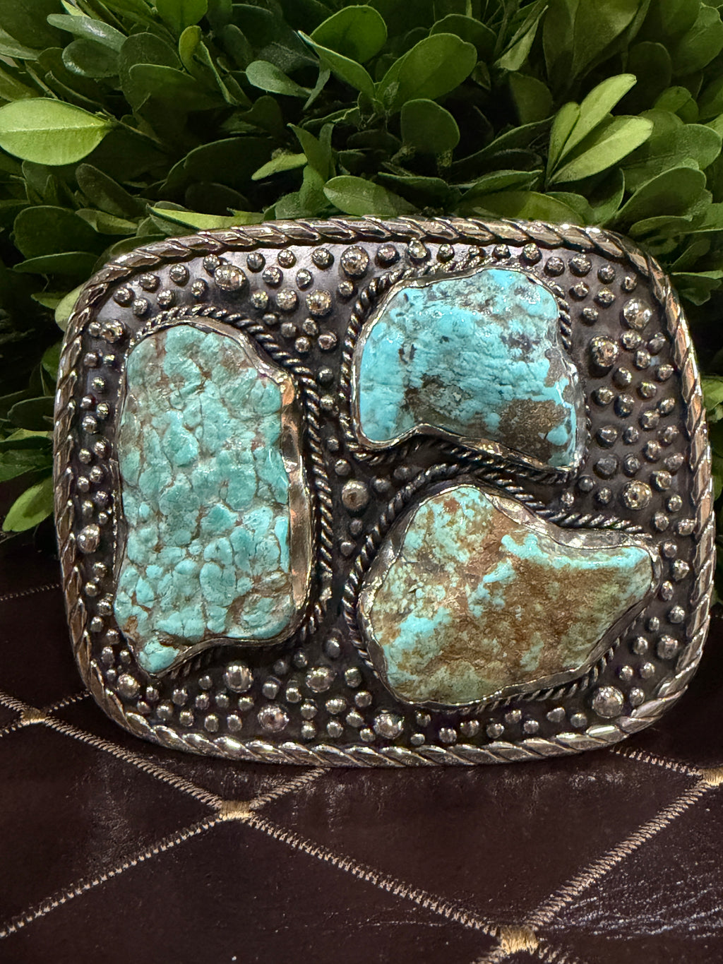 Turquoise 3 Stone Belt Buckle