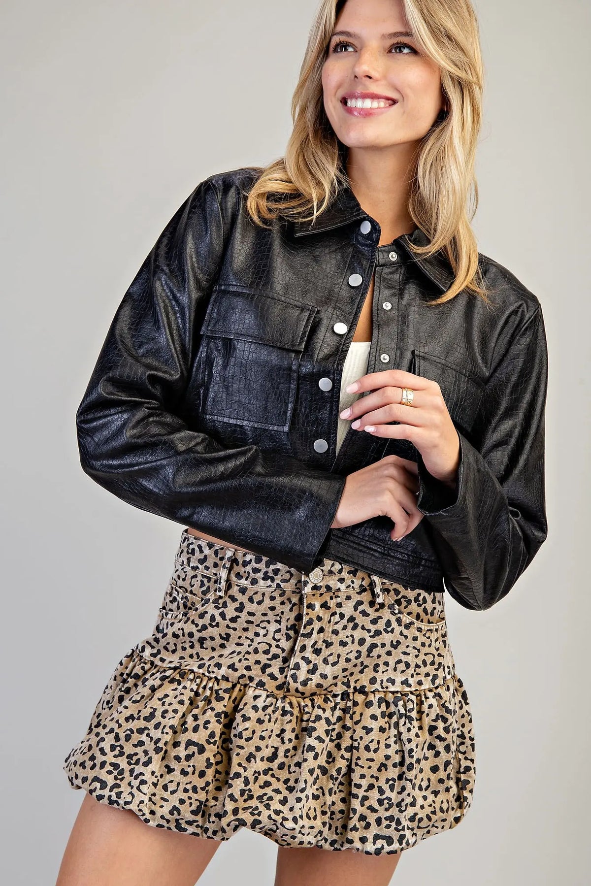 Crocodile Faux Leather Jacket