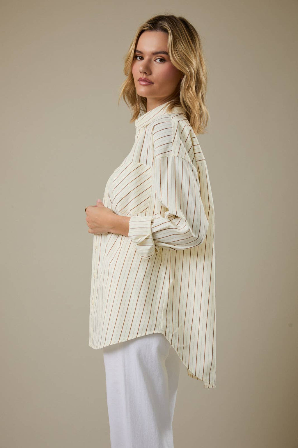 LONG SLEEVE STRIPE OVERSIZE SHIRT