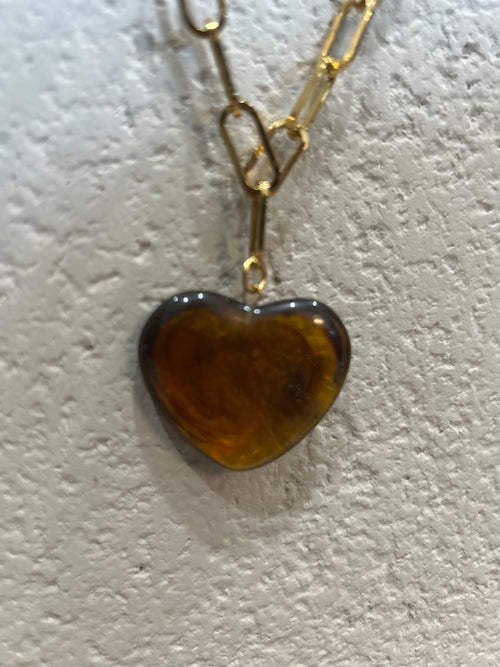 Amber Heart Necklace
