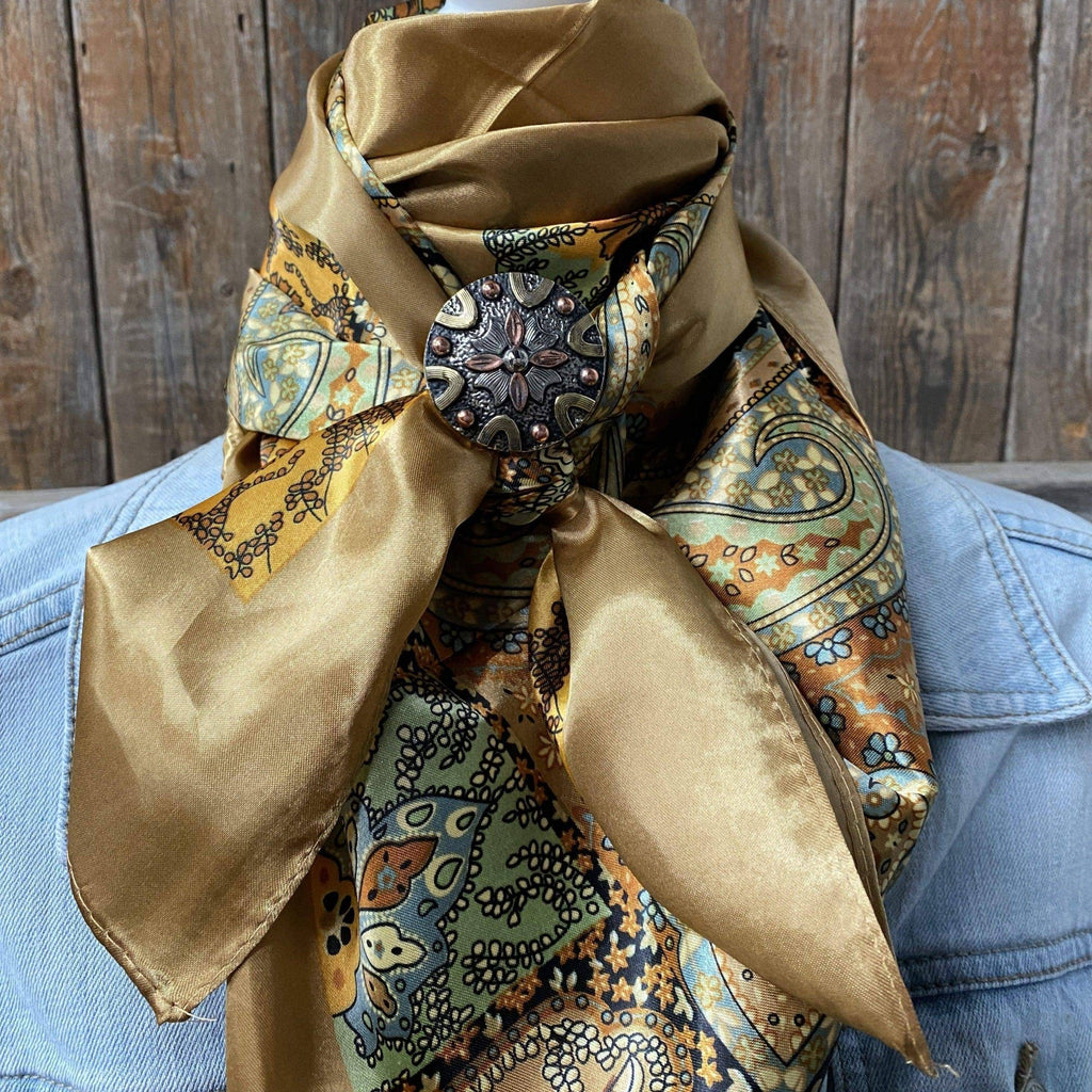 35X35" Neutral Tone Paisley Wild Rag / Scarf