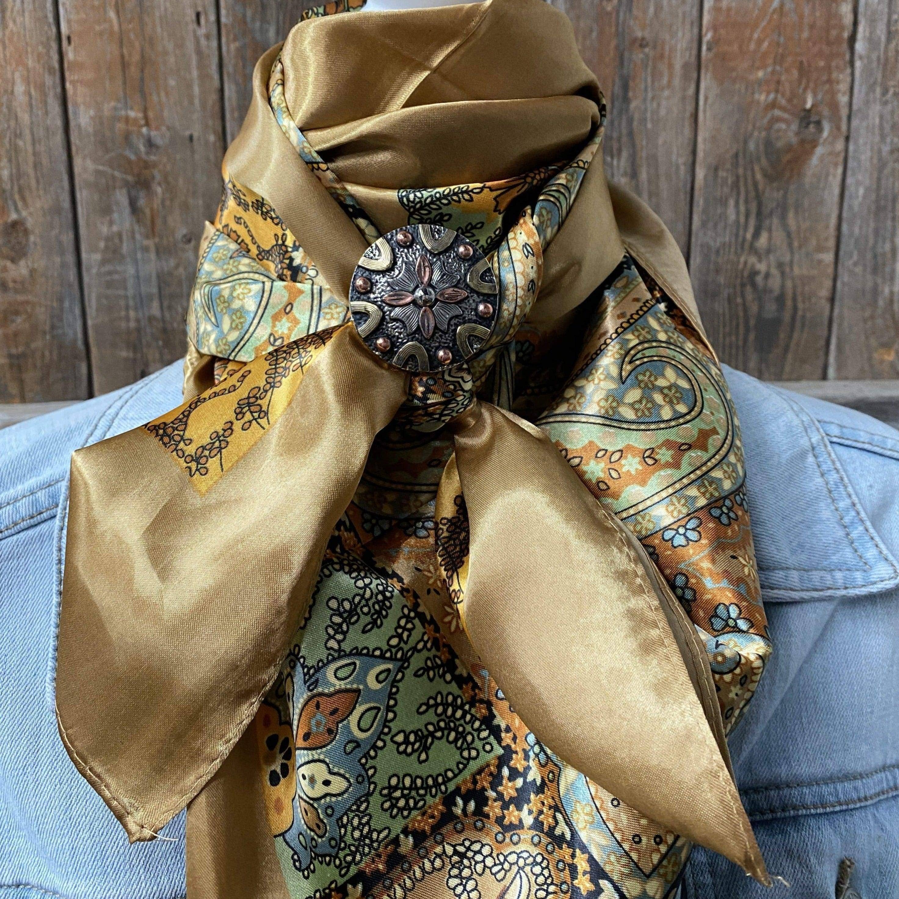 35X35" Neutral Tone Paisley Wild Rag / Scarf