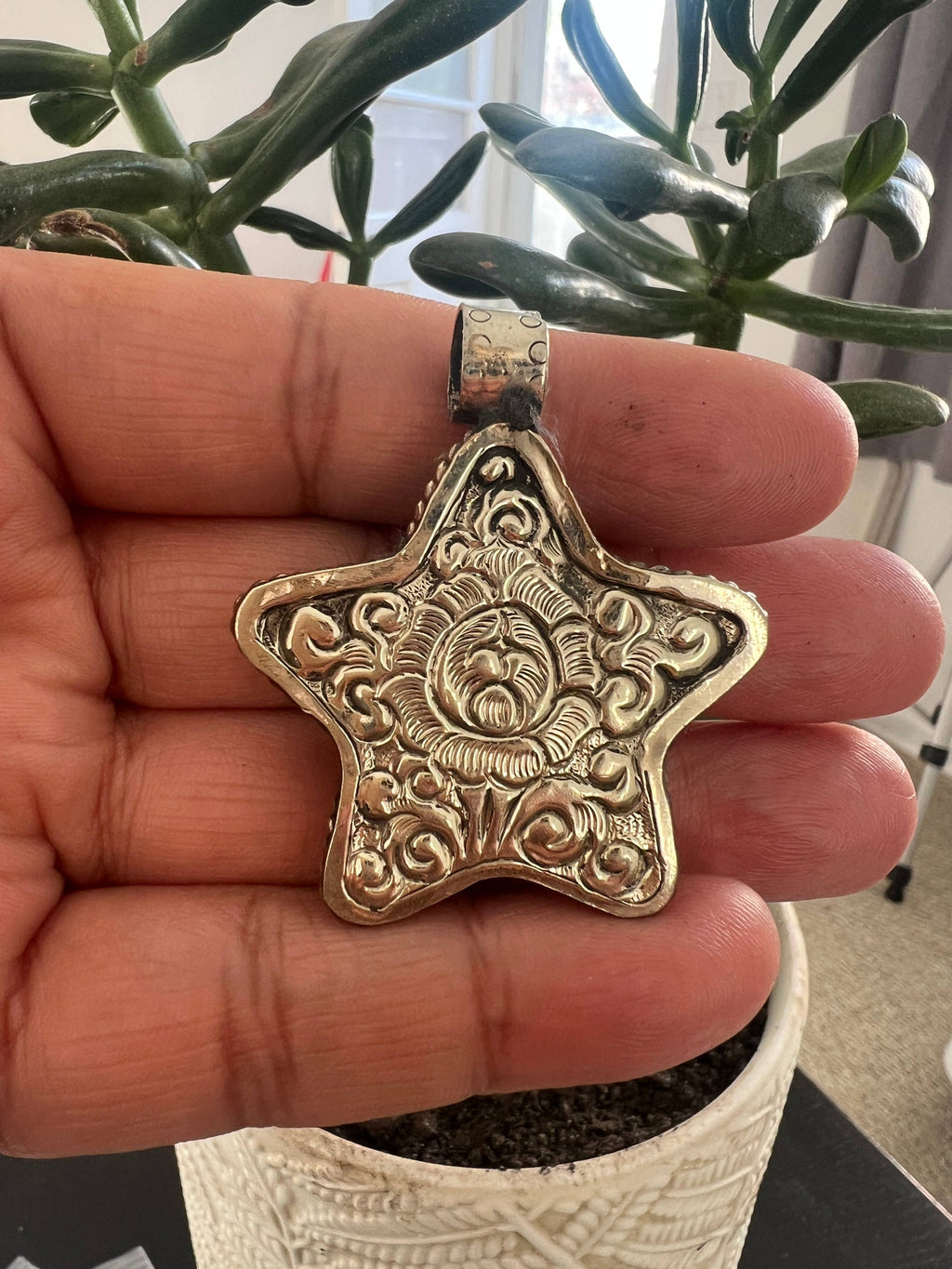 Bone carved Star shape pendant