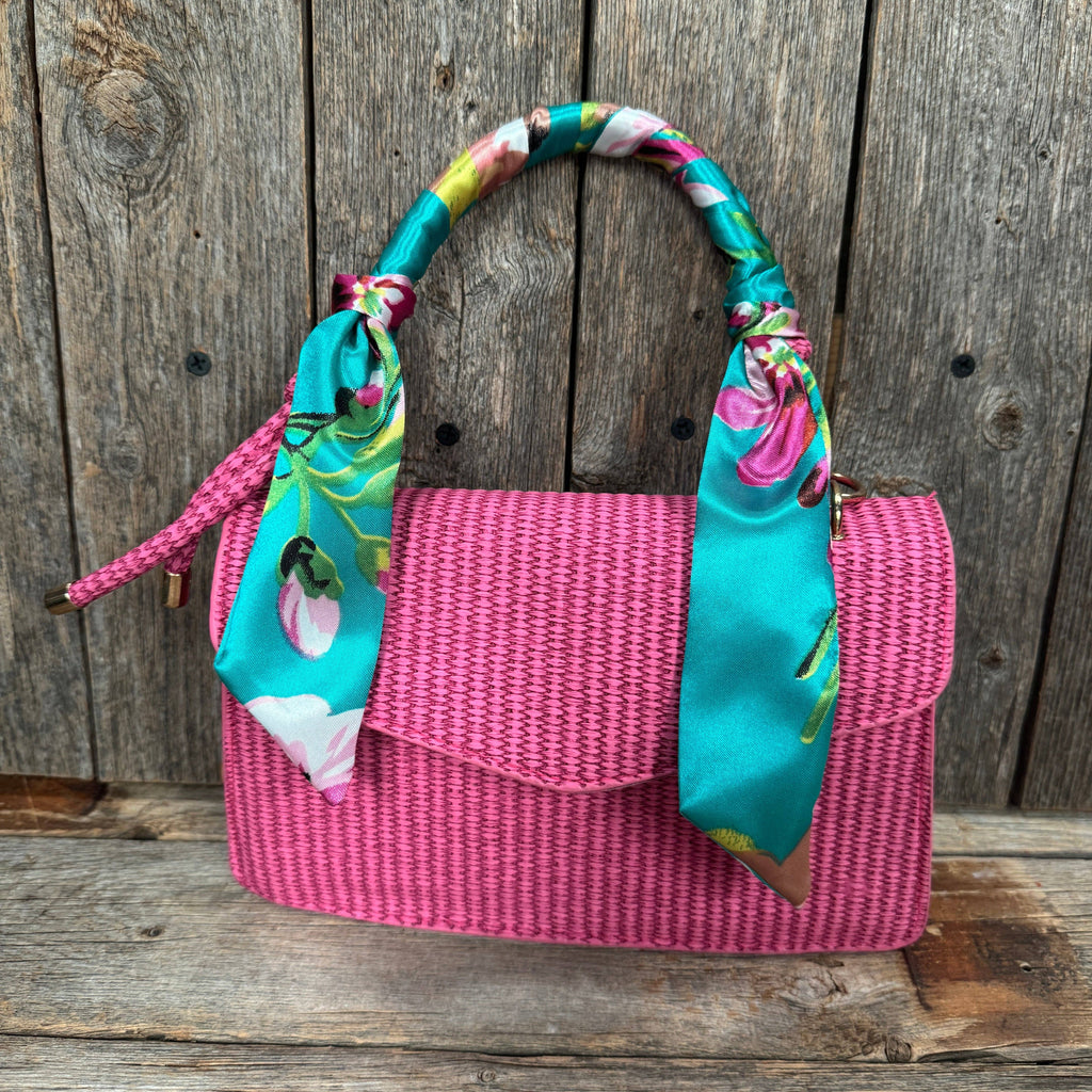 Turquoise and Pink Western Skinny Mini Wild Rag Scarf