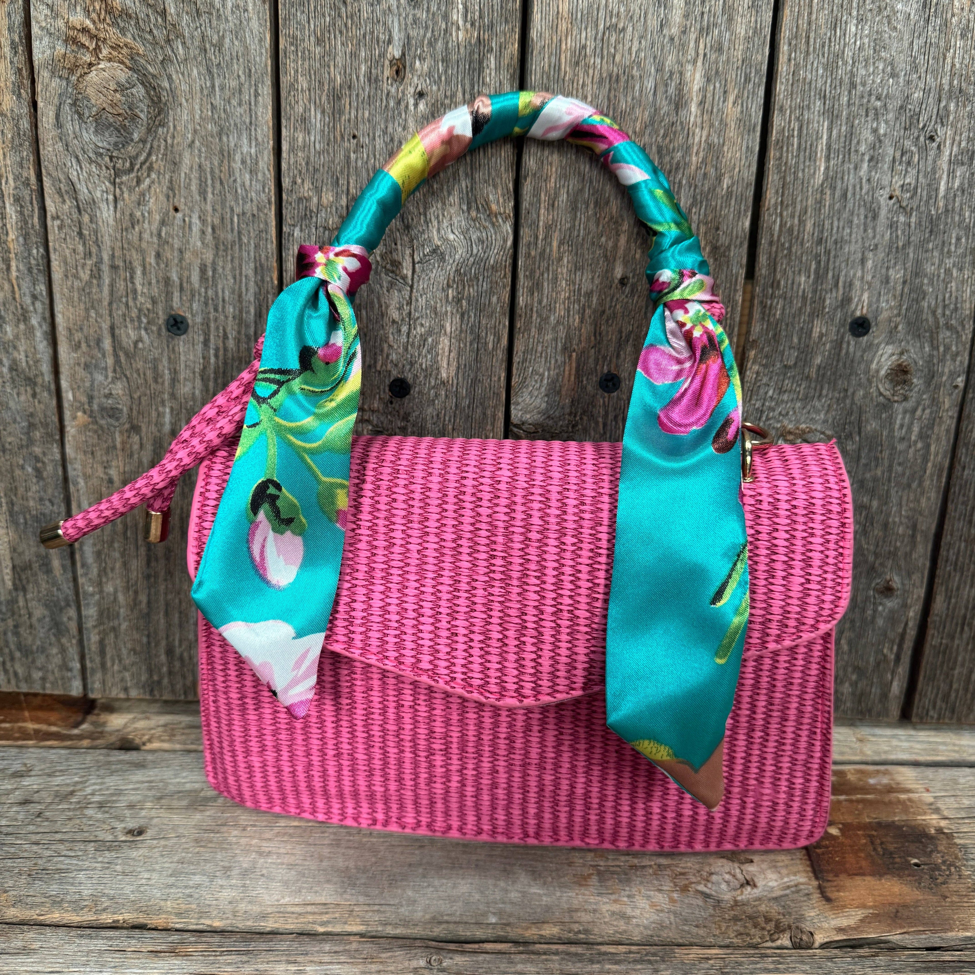 Turquoise and Pink Western Skinny Mini Wild Rag Scarf