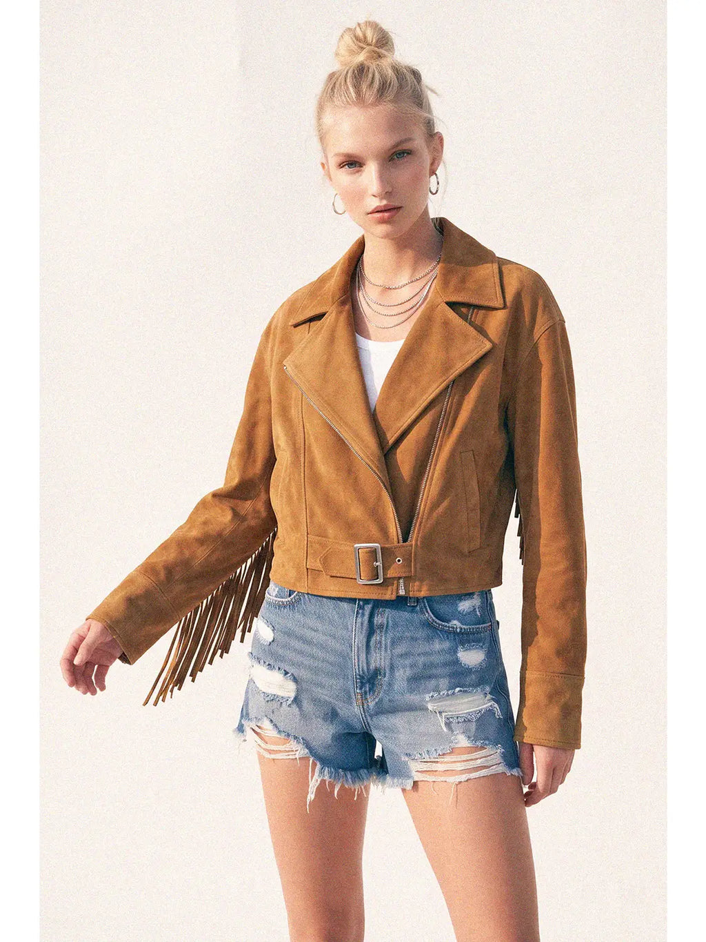 Faux Suede Fringe Jacket