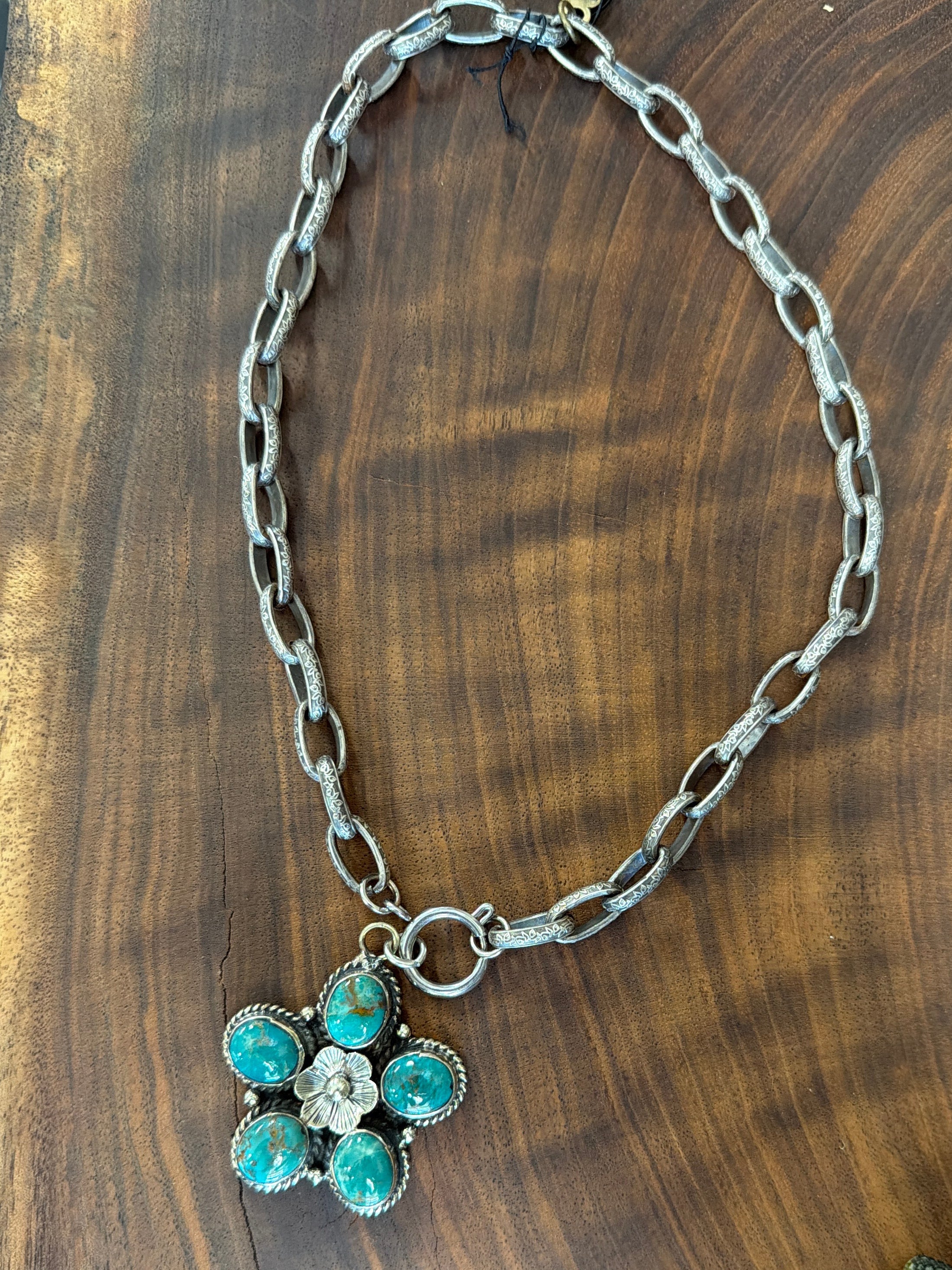 Erin Knight Vintage Silver & Turquoise Bloom Necklace