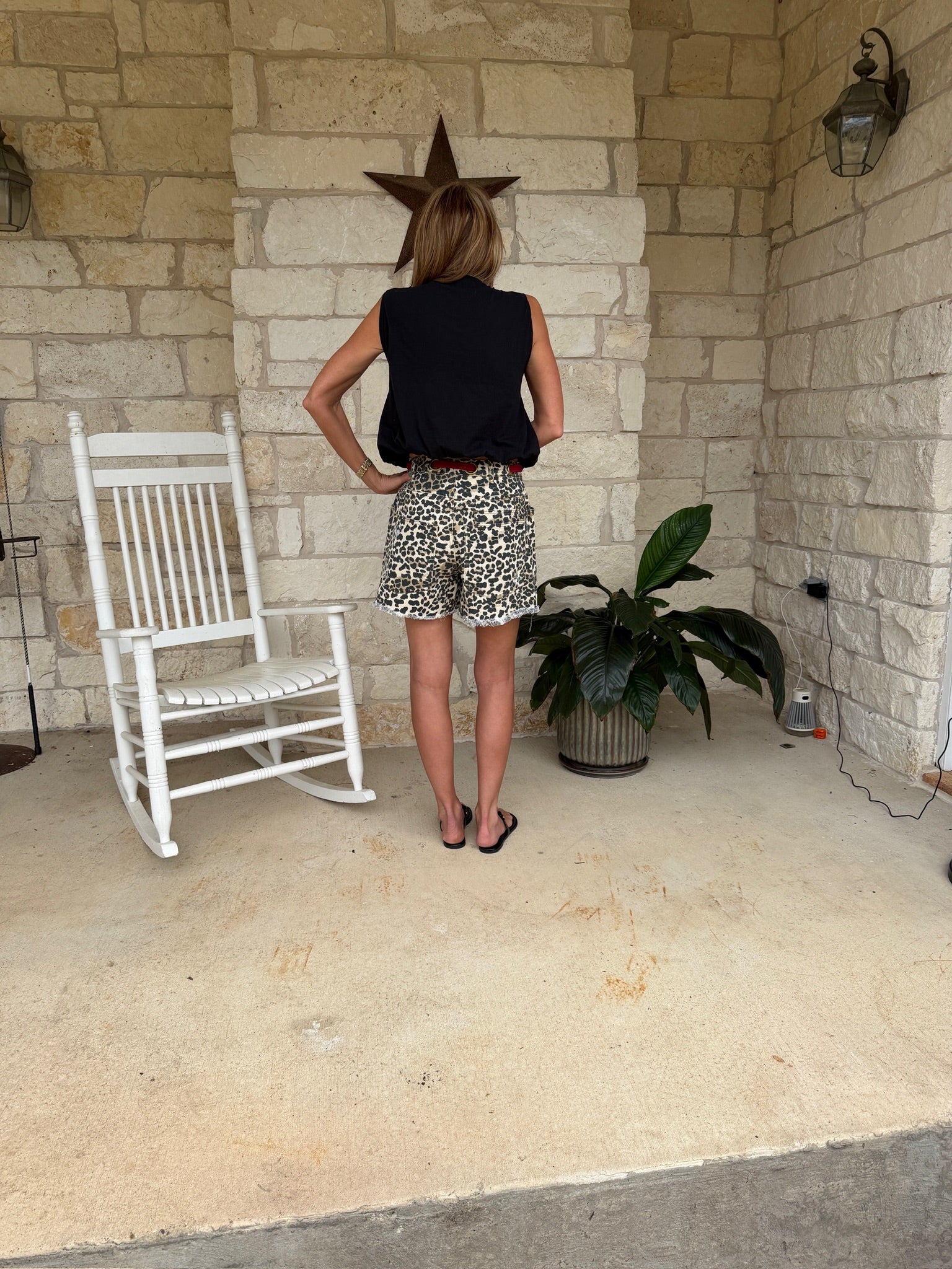 Braided Waist Belt Leopard Print Short
