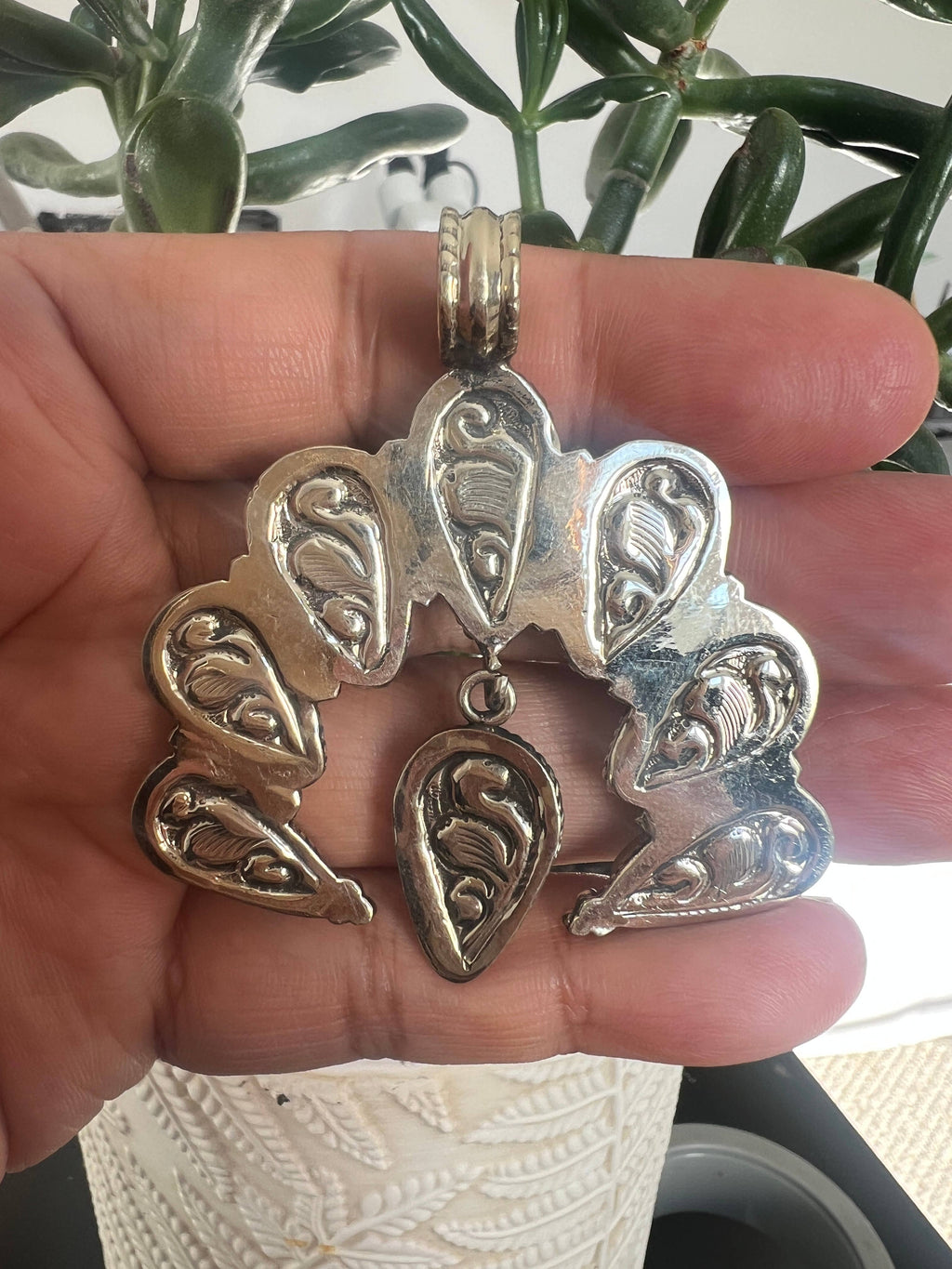 Turquoise Squash Blossom Pendant