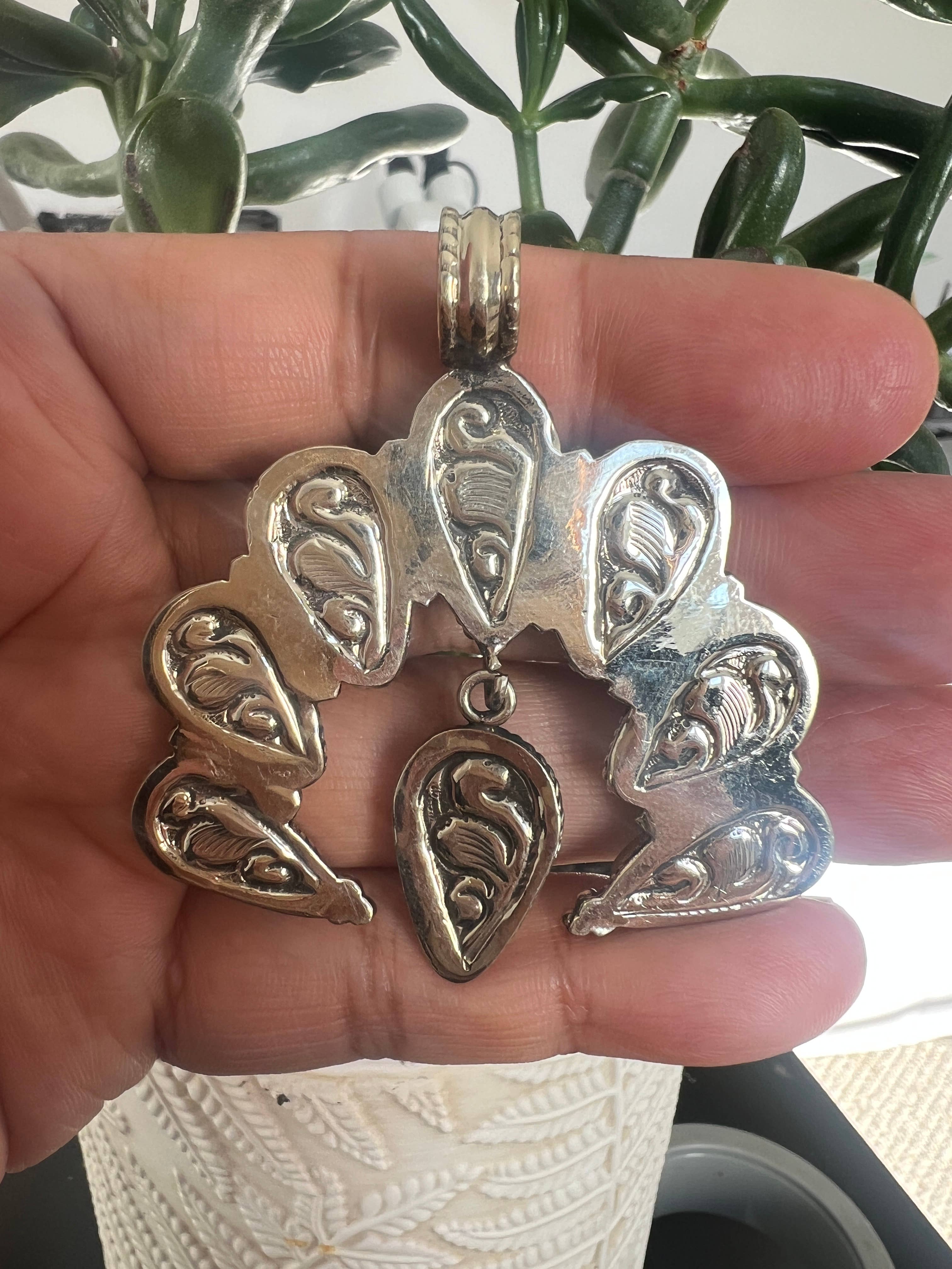 Turquoise Squash Blossom Pendant