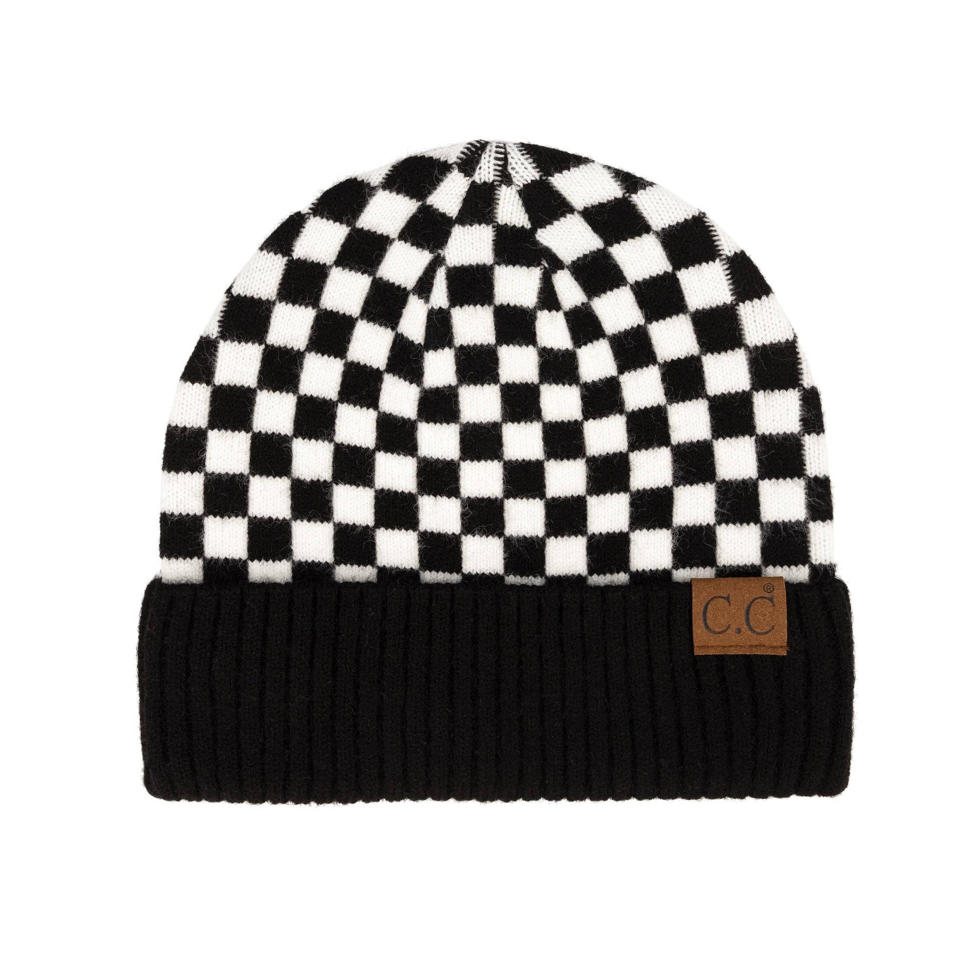 CC Wool Check Pattern Beanie | Anti-Pilling