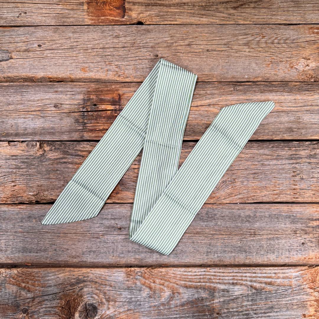 Green and White Western Skinny Mini Wild Rag Scarf