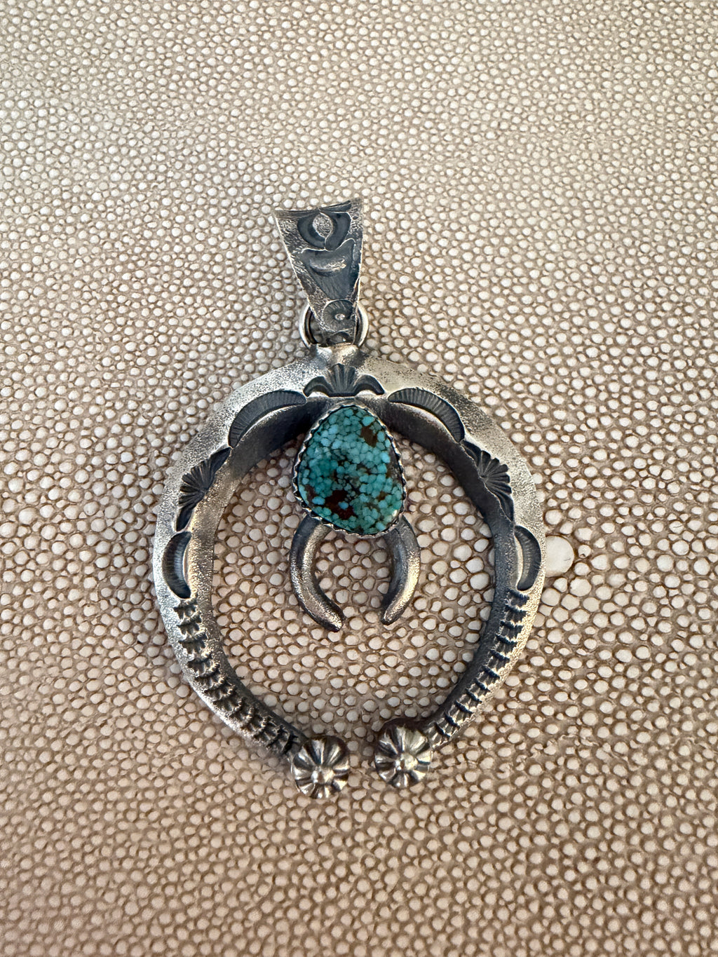Turquoise and Sterling Naja Pendant