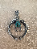 Turquoise and Sterling Naja Pendant