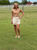 Whipstitch Crochet Embroidery Linen Wrap Skort