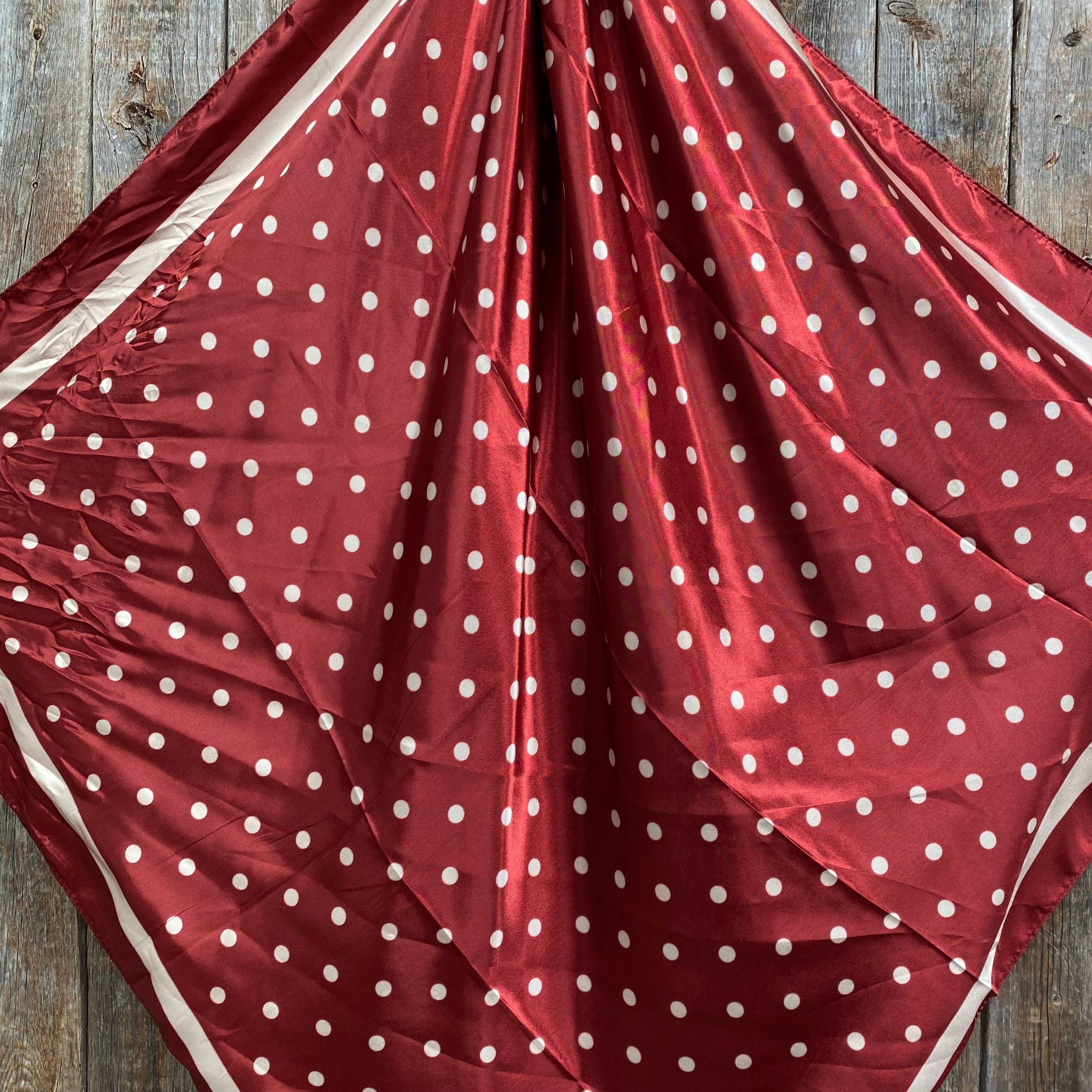 35X35"  Red Polka Dot Wild Rag