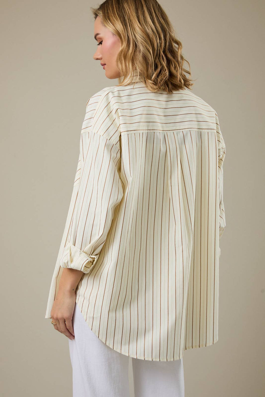 LONG SLEEVE STRIPE OVERSIZE SHIRT