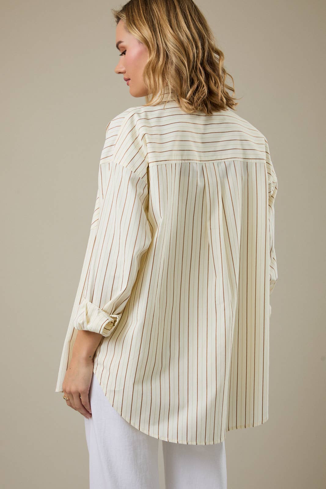 LONG SLEEVE STRIPE OVERSIZE SHIRT