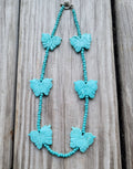 Handcarved Turquoise Howlite butterflies, glass beads