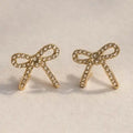 Gold Crystal Bow Earrings