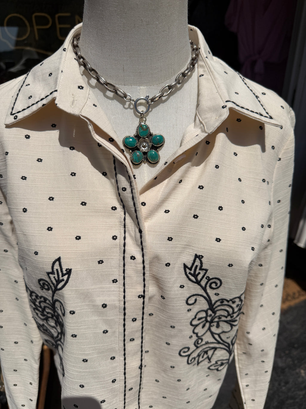 Erin Knight Vintage Silver & Turquoise Bloom Necklace