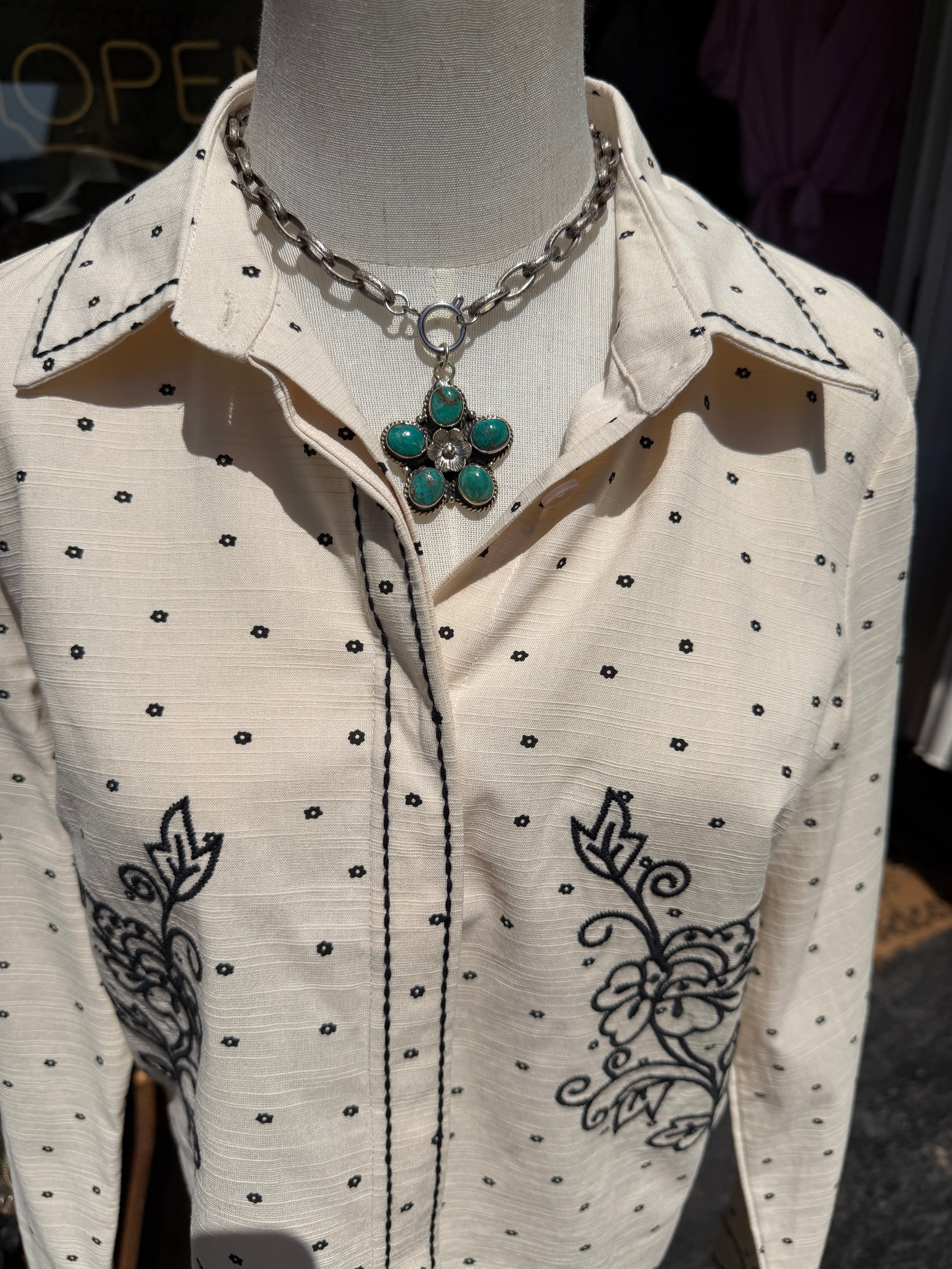 Erin Knight Vintage Silver & Turquoise Bloom Necklace