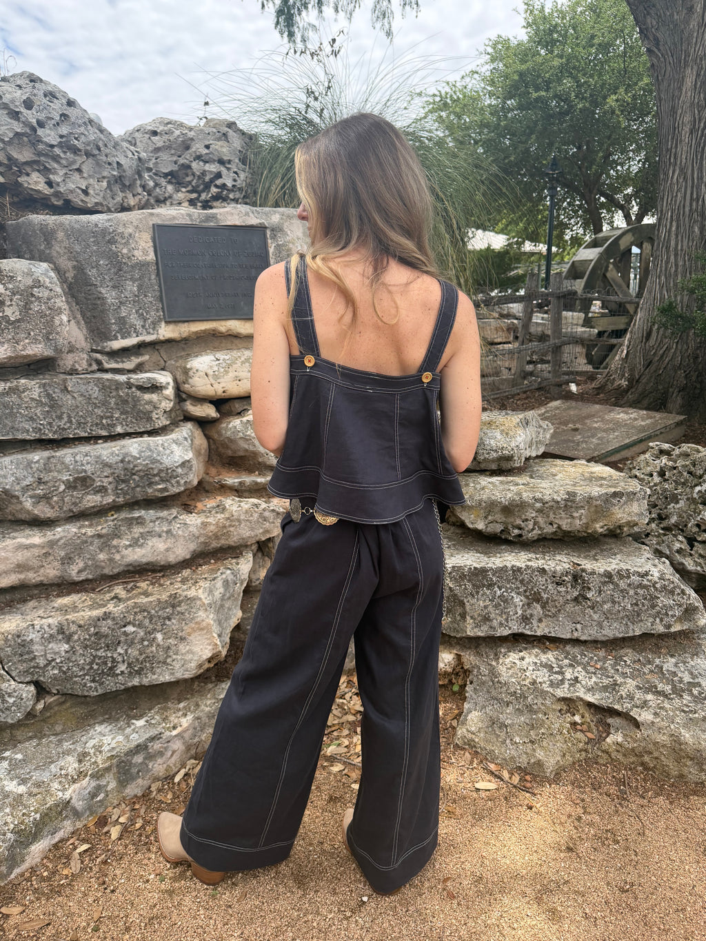 Navy Contrast Stitch Two-Piece Set