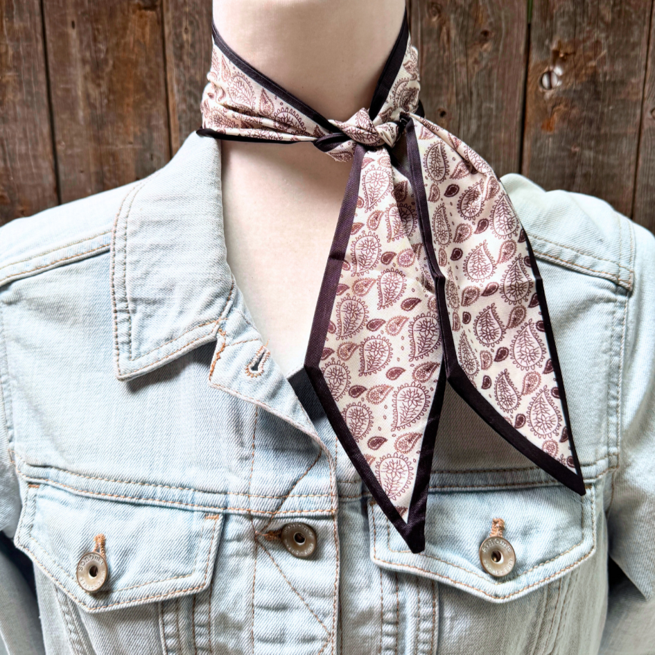 Black and Brown Western Skinny Mini Wild Rag Scarf