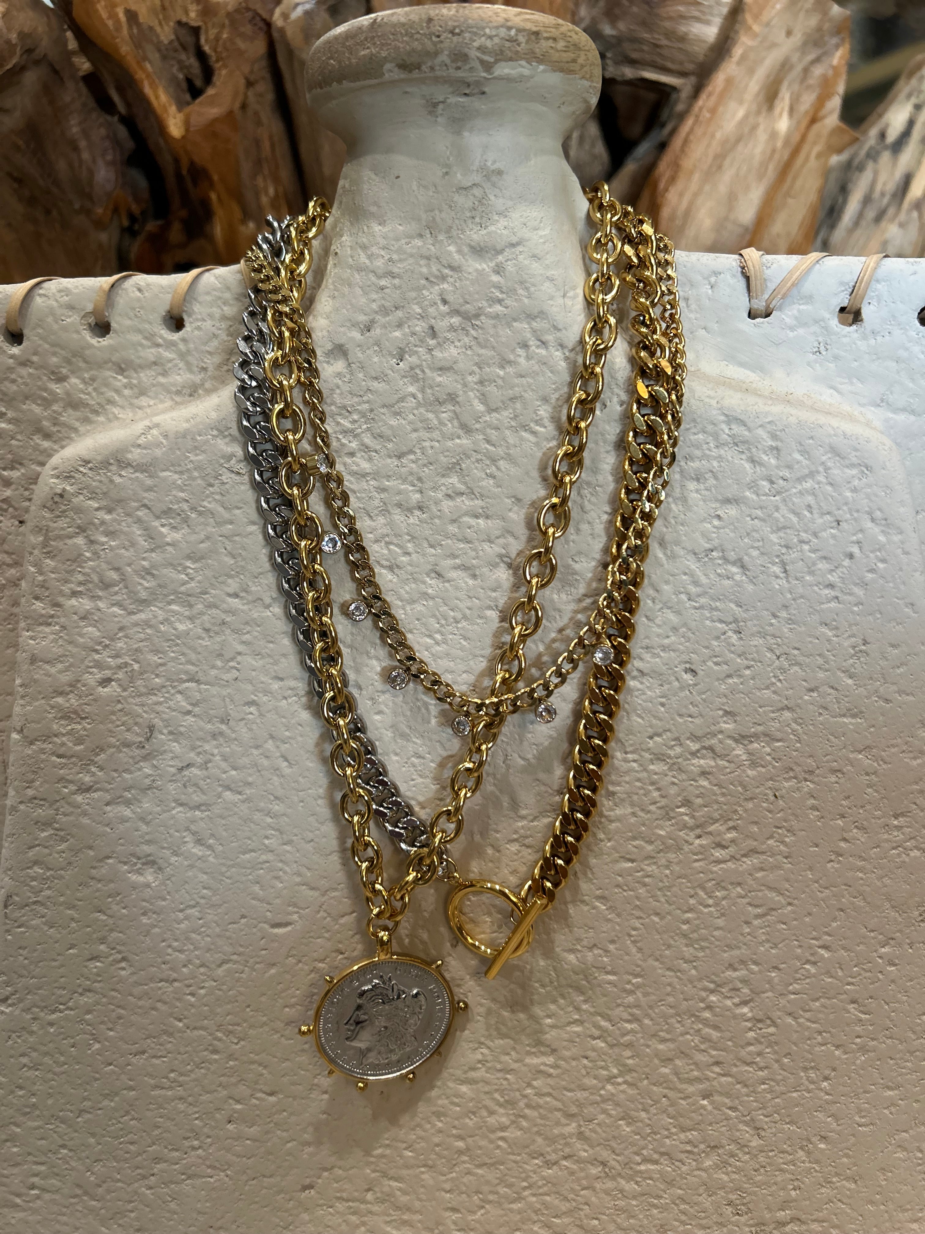 Mixed Metal Coin Necklace