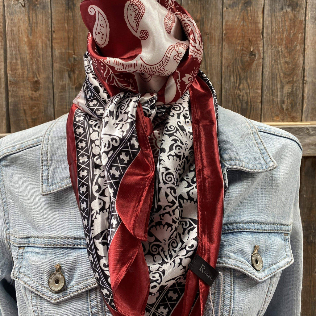 35X35"  Wine Red/Cream Paisley Wild Rag