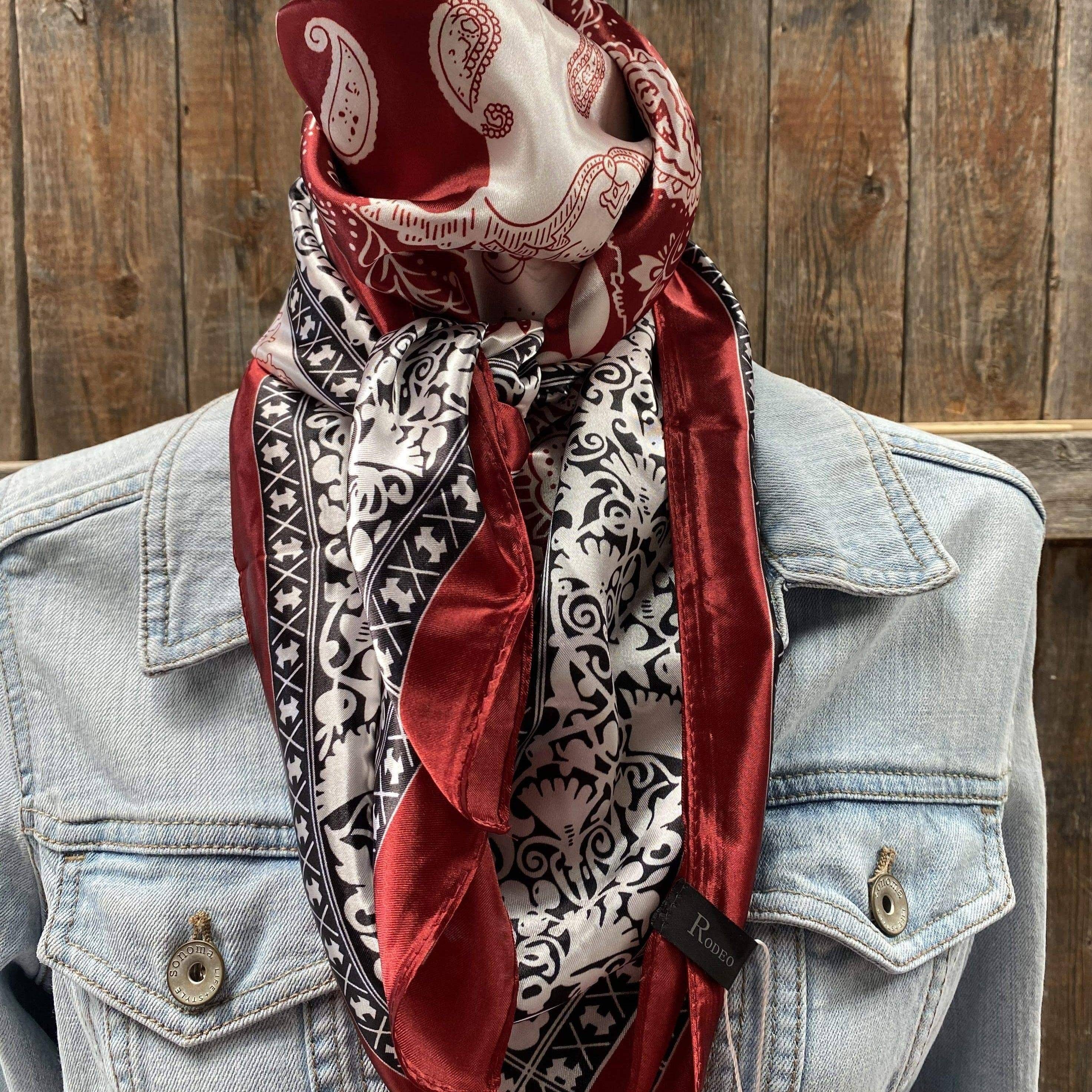 35X35"  Wine Red/Cream Paisley Wild Rag