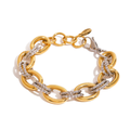Mixed Metal Gold & Silver Link Bracelet Water Resistant