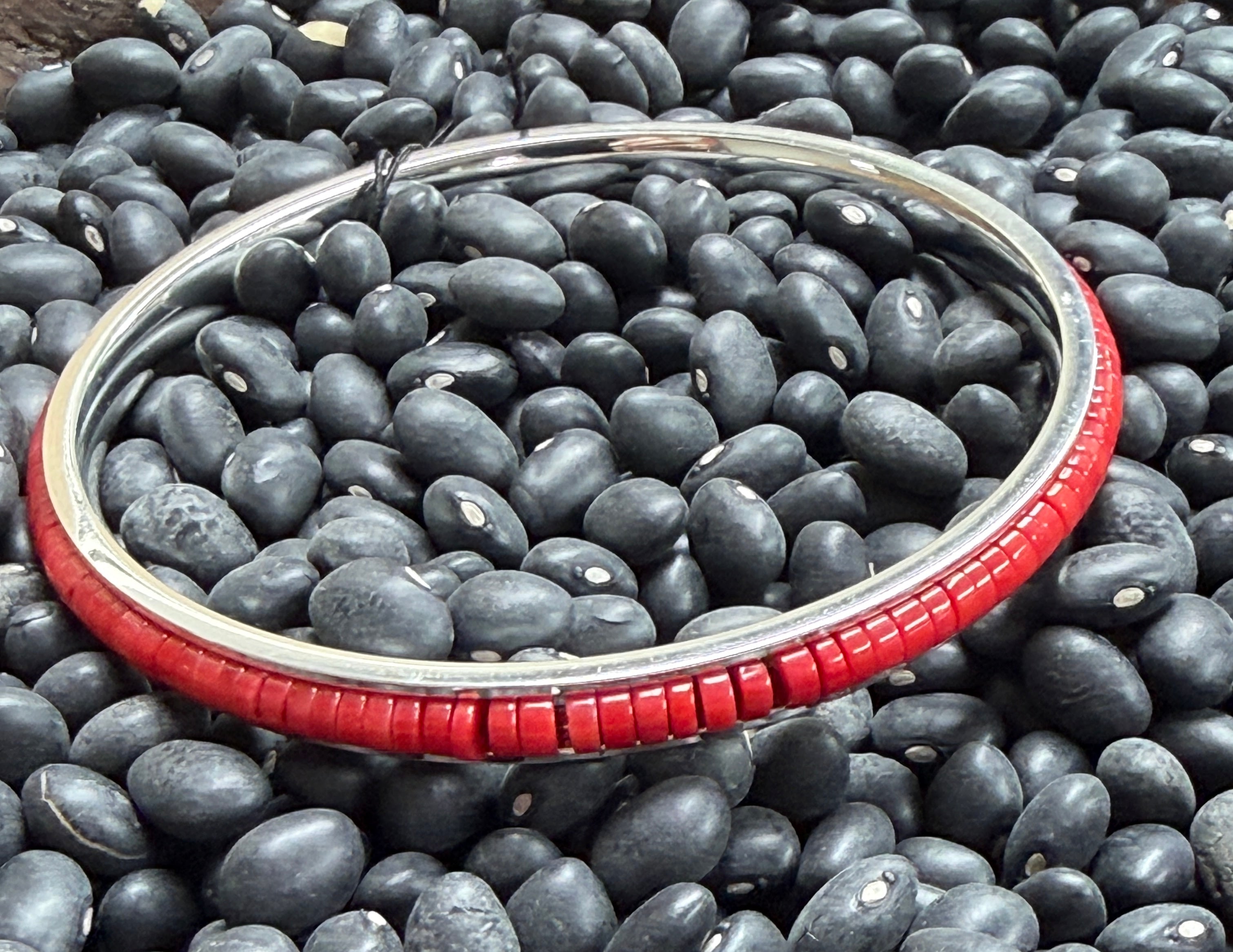 Paige Wallace Red Beaded Coral Heishi Bangle