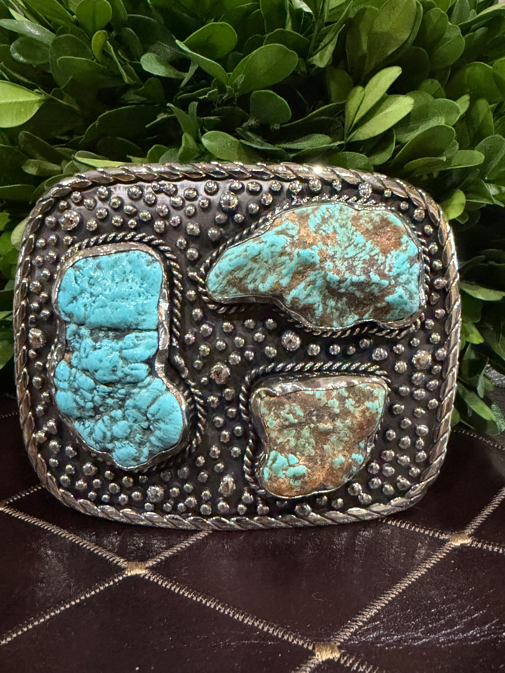 Turquoise 3 Stone Belt Buckle