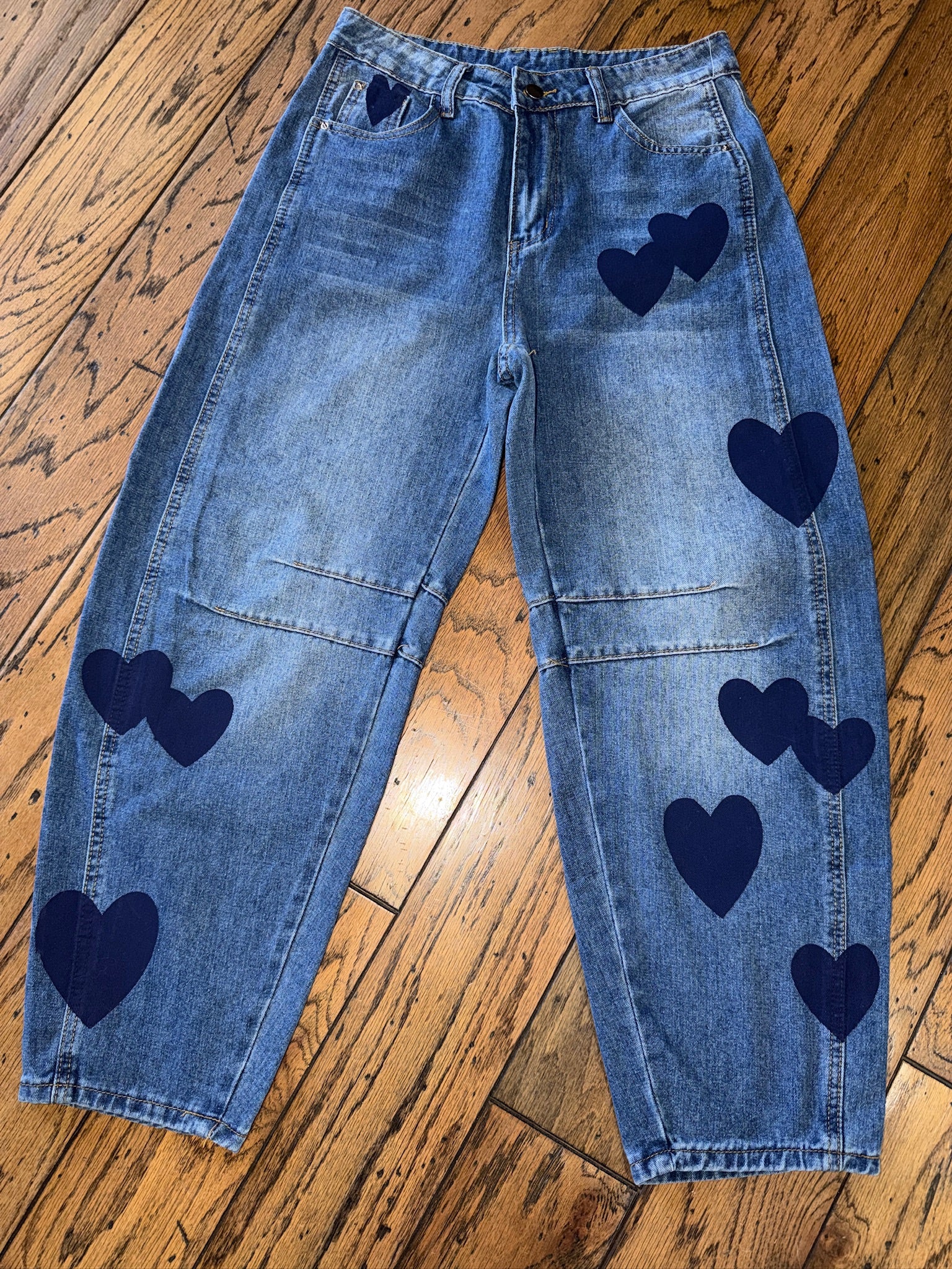 Love Print Loose Midi Waist Jeans