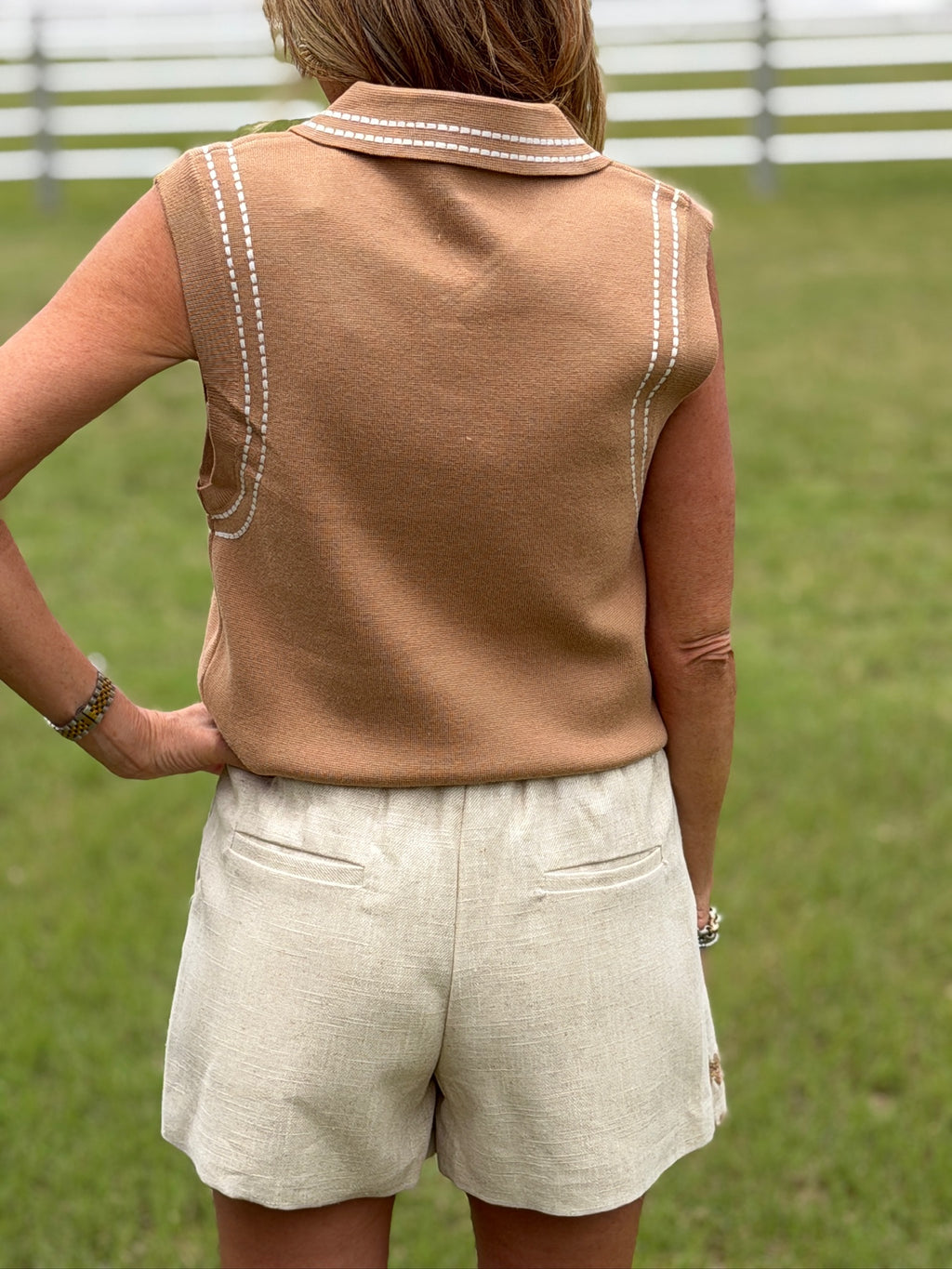 Knit Sleeveless Polo Top
