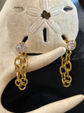 Gold Chain Crystal Drop Earrings