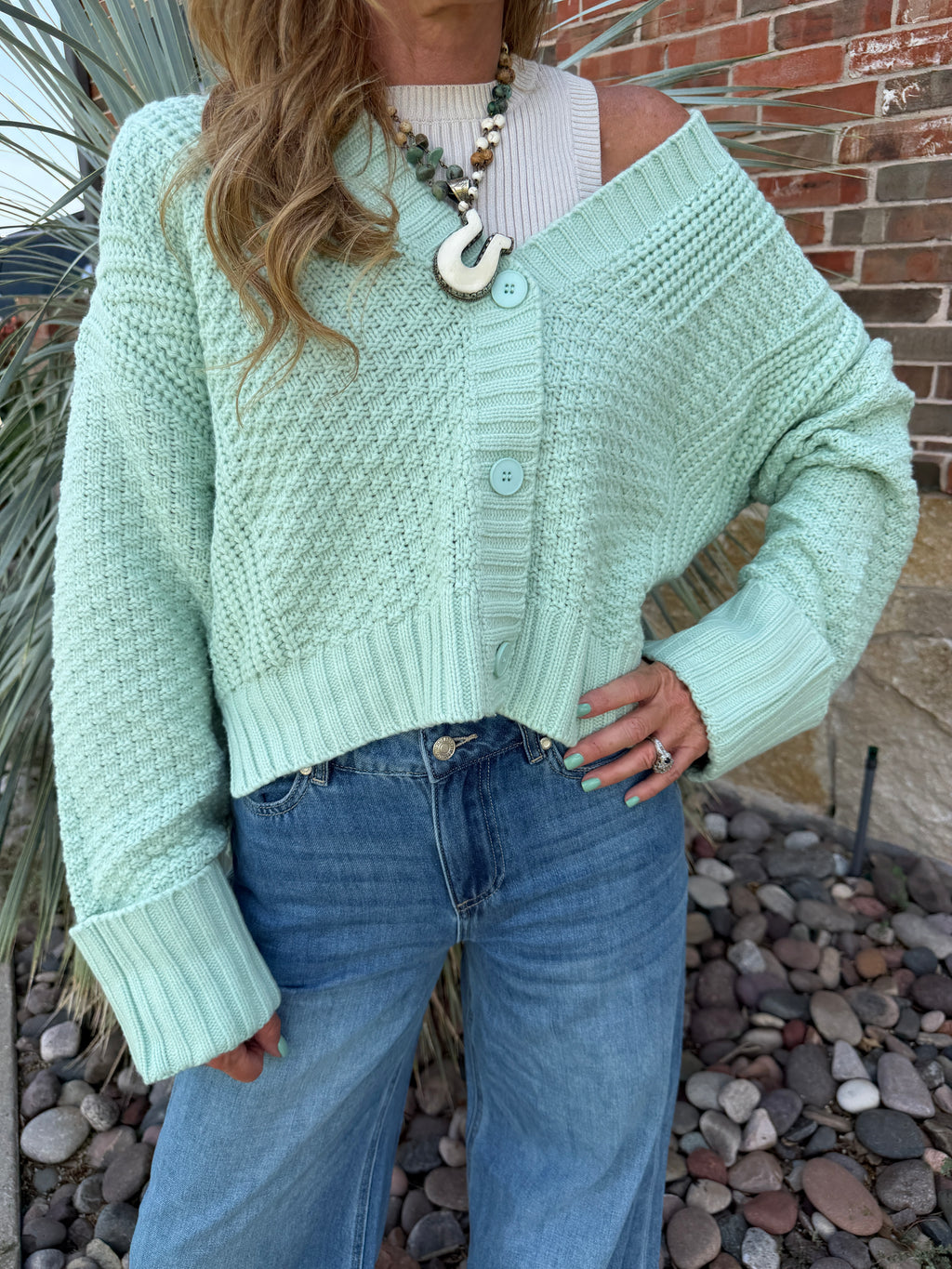 Knit Cropped Button Up Cardigan
