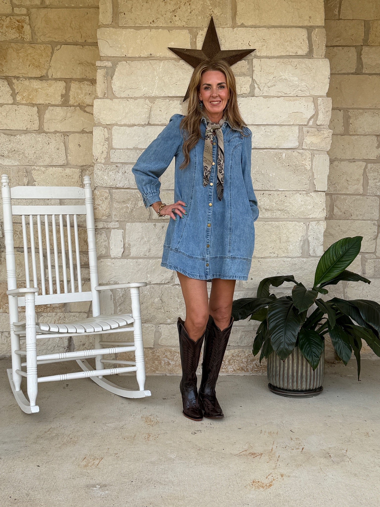 Western Seam Denim Mini Dress