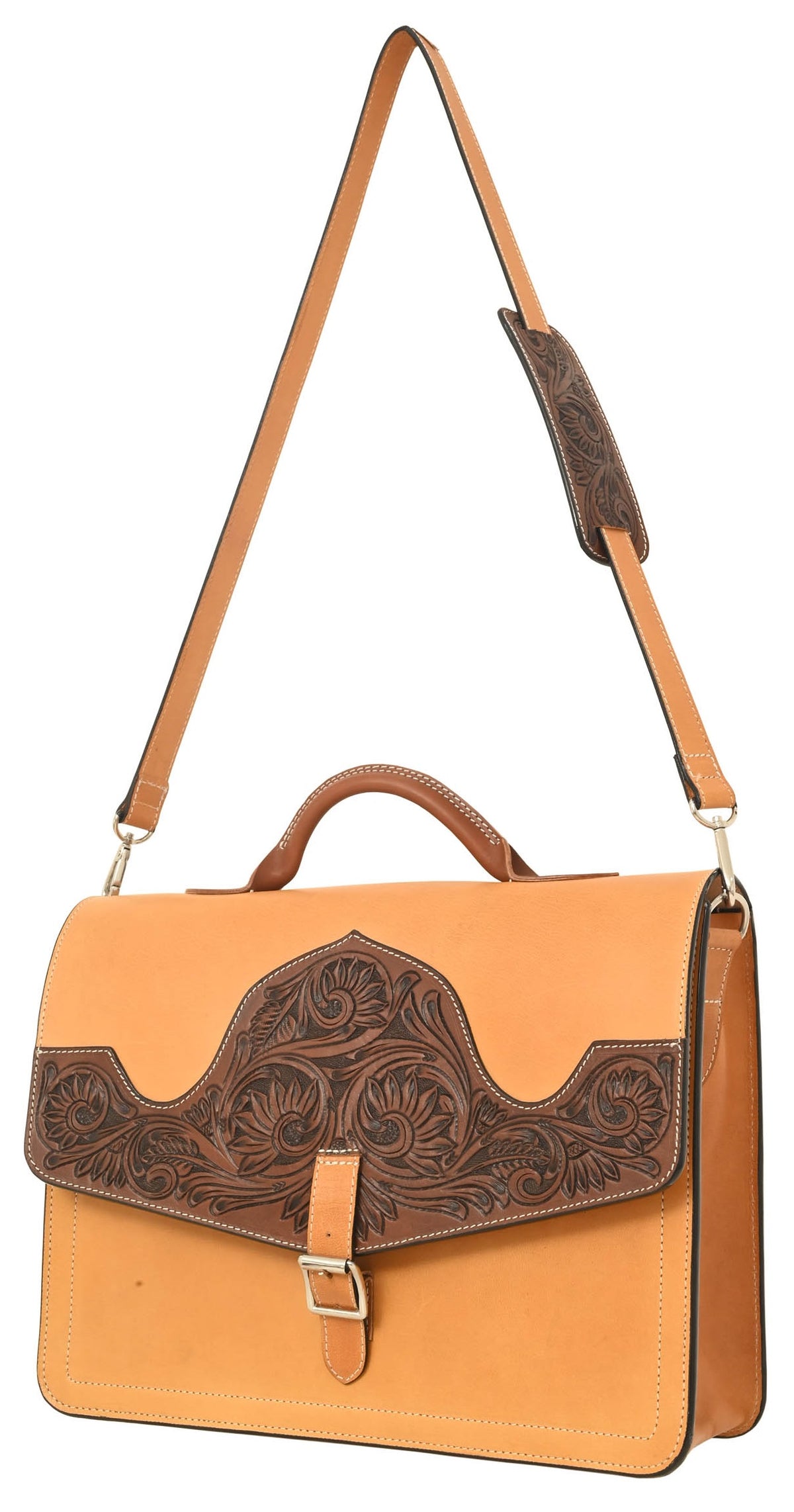 Laptop Bag with Tooled Leather