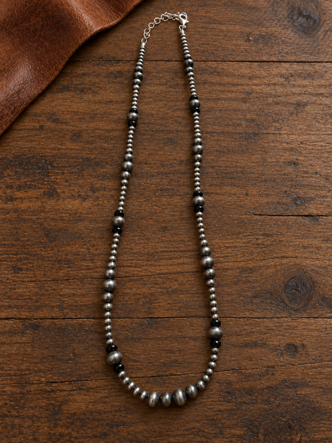 Sterling Silver Navajo Pearl and Black Onyx Necklace