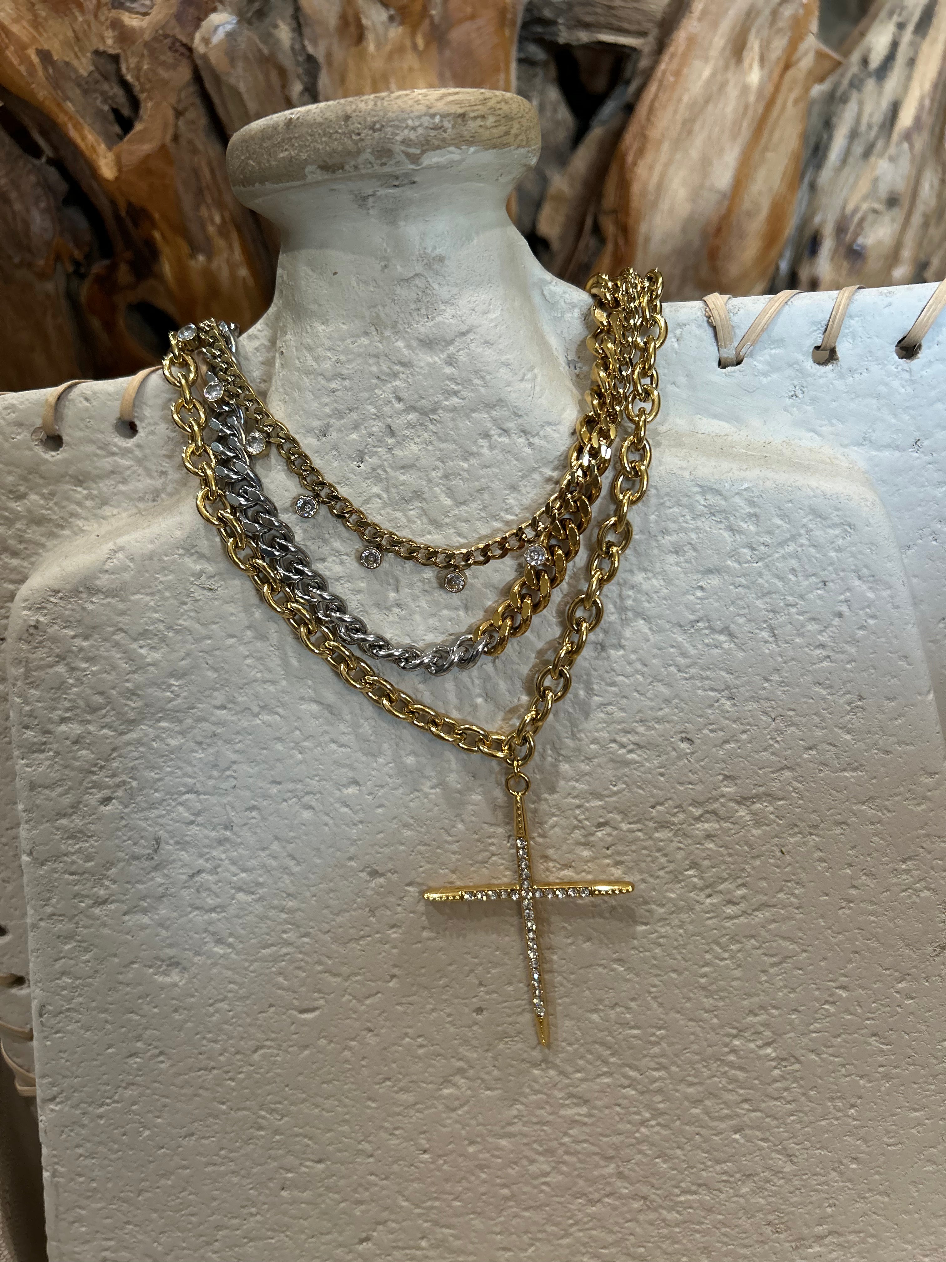 Gold  Cross Pendant Necklace