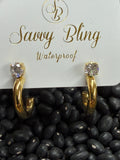 Small Gold Hoop with Crystal Stud