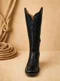 Black Square Toe Western Boots