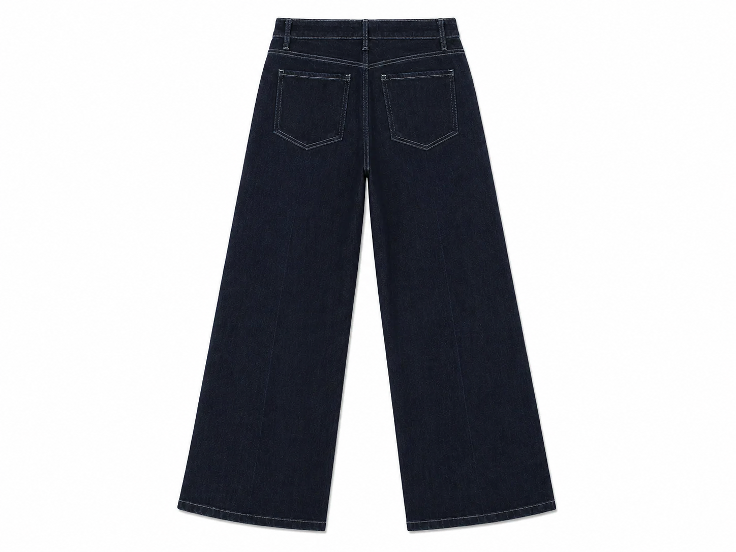Dark Wash Mid Rise Wide Leg Trouser