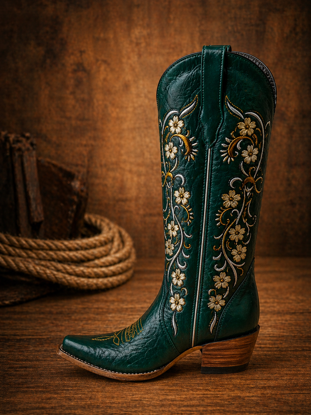 Green Fringe Western Boot