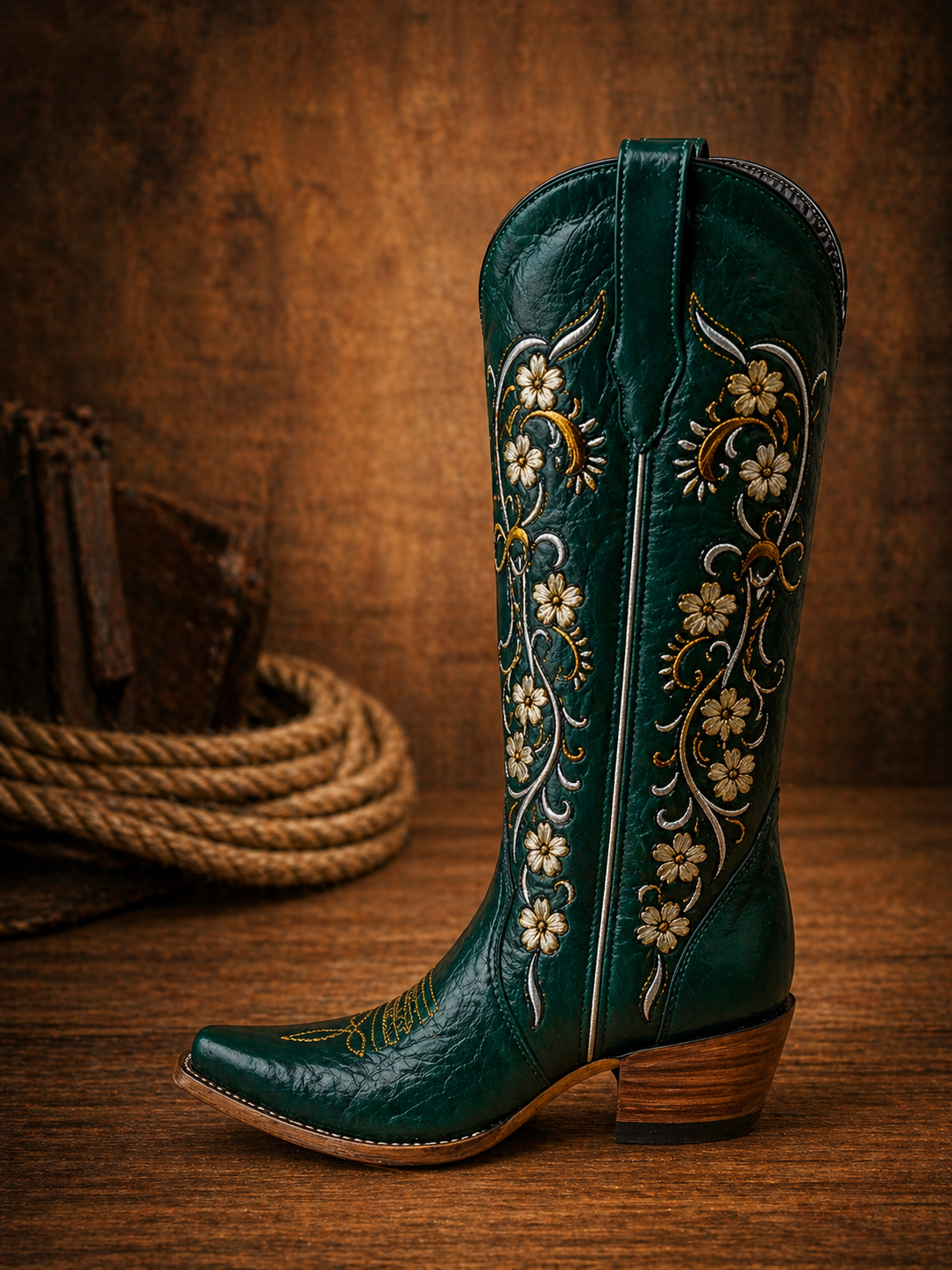 Green Fringe Western Boot